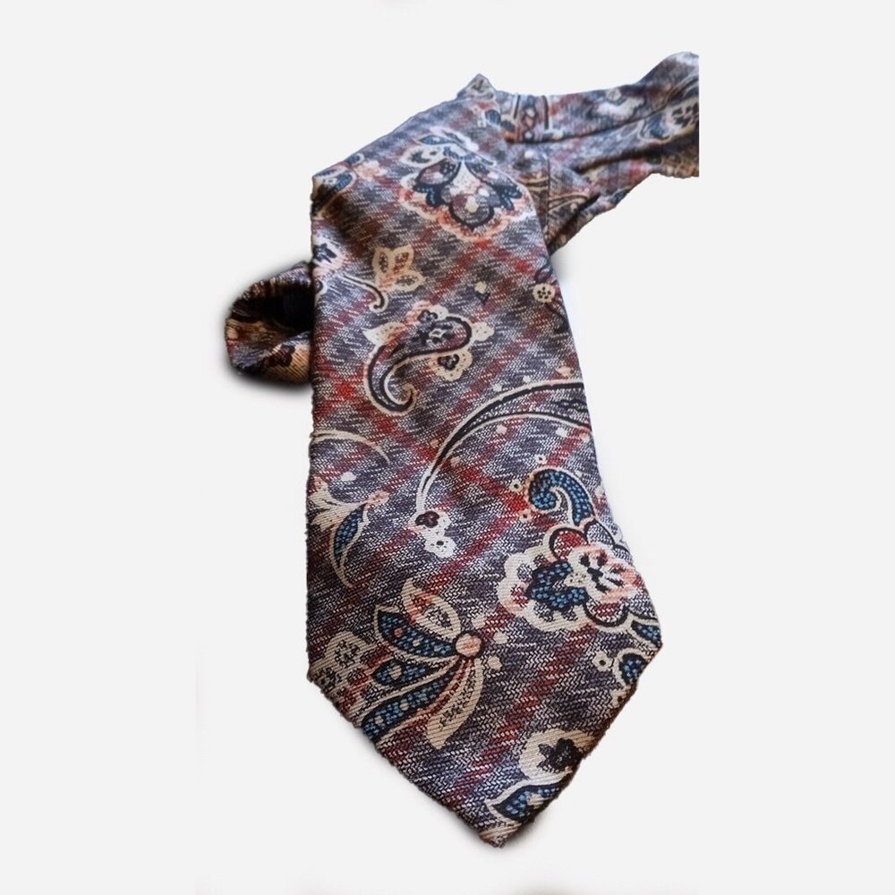 ETRO - Paisley check print 100% Silk tie